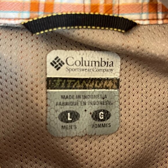 Columbia men's short-sleeve buttondown shirt large orange plaid - Picture 5 of 6